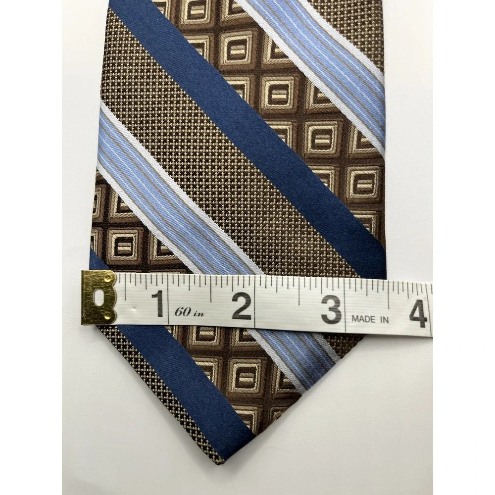 Ted Baker London Tie Striped Woven Silk Gold Brown Blue